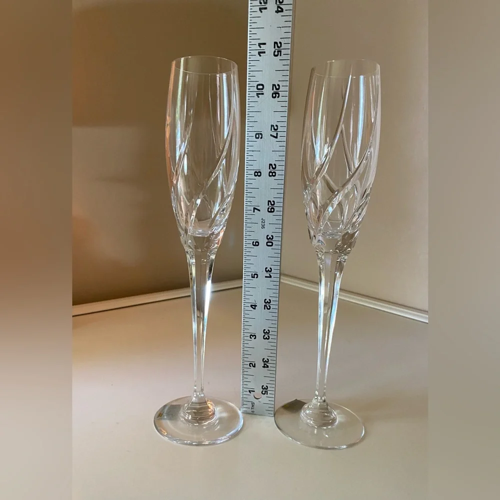 Mikasa hand blown crystal wine/champagne flutes/glasses “Olympus” from Slovenia - Picture 9 of 10